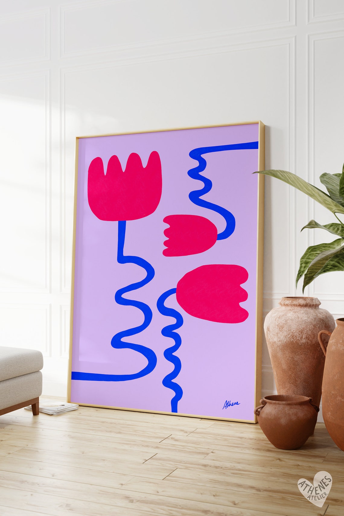 Danish Pastel Abstract Plant Art Print