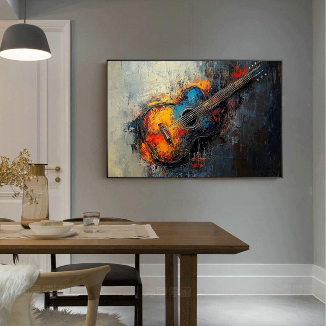 Vibrant Flaming Acoustic Guitar Music Lover Wall Decor Poster - Image 6