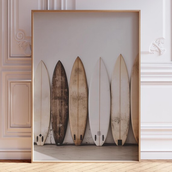 Vintage Surf Art Print Surfboard Surfing Poster Summer Wall Rustic