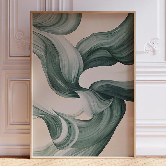 Sage Green Wall Art Japandi Room Decor Mid Century Wabi Sabi Zen