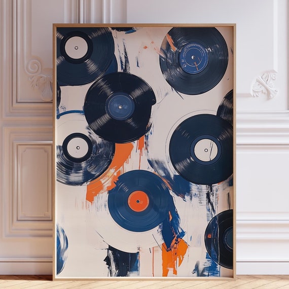 Retro Record Print Vinyl Poster Abstract Music Watercolor Wall Art Musician Vintage