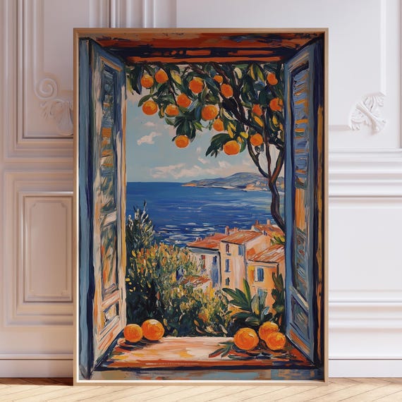 Open Window Henri Matisse Inspired Print View To Beach Coastal Italy Art Mediterranean Sea Painting
