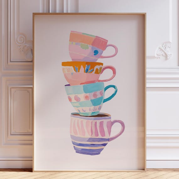 Pink Coffee Poster Kitchen Art Print