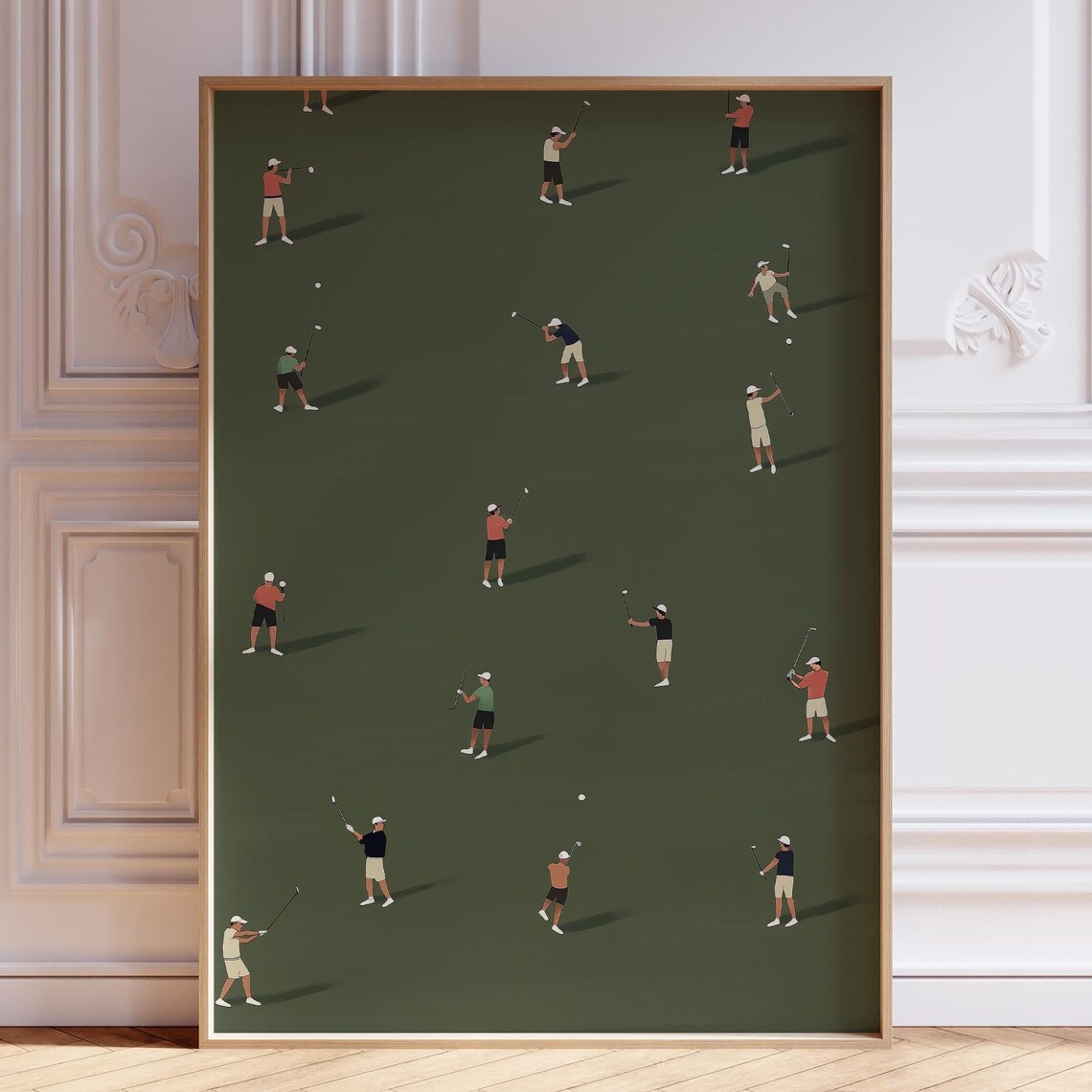 Tiny Golfers Minimalist Golf Wall Art, Office Art Print