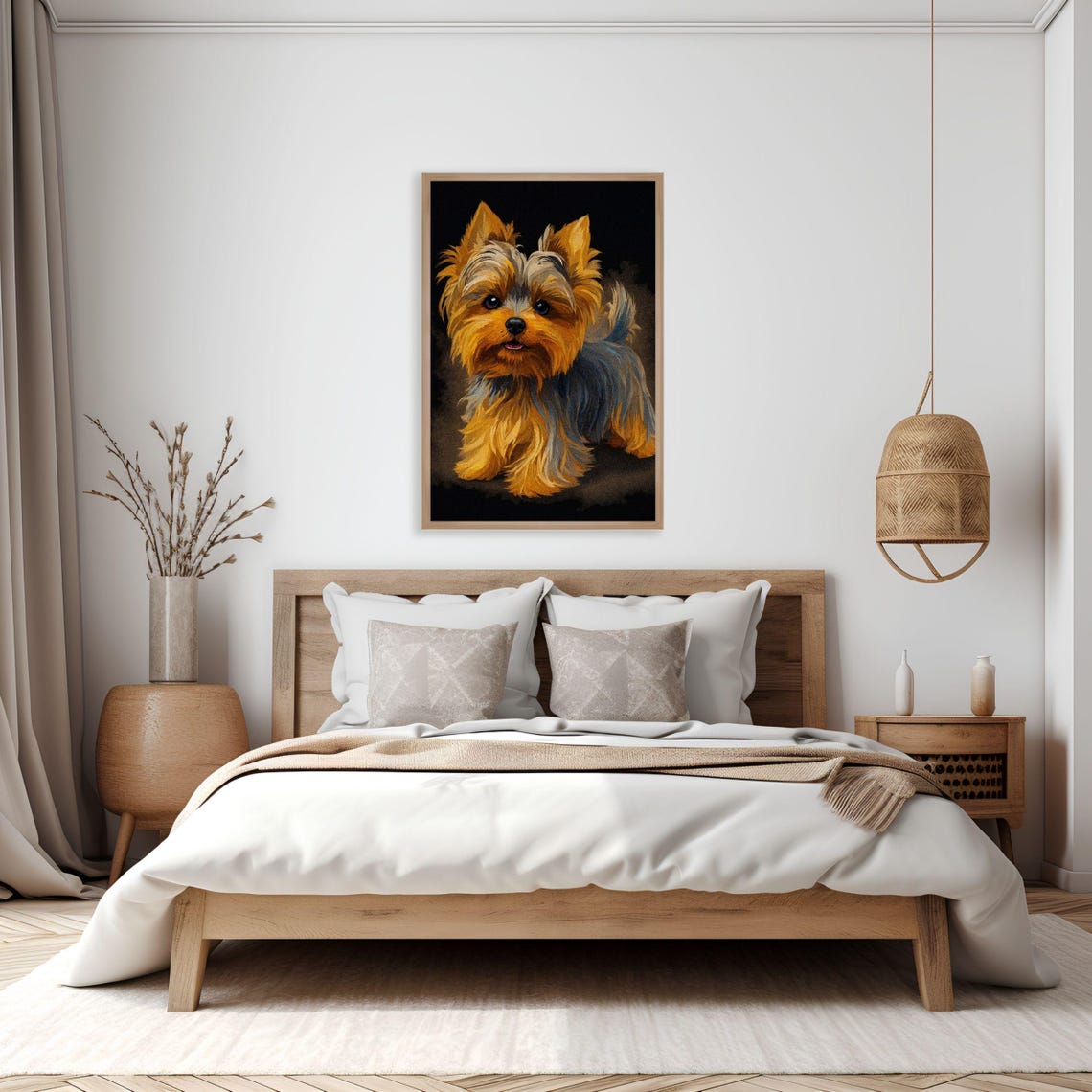 Yorkshire Terrier Puppy Golden Tan Black Background Portrait Poster - Image 6
