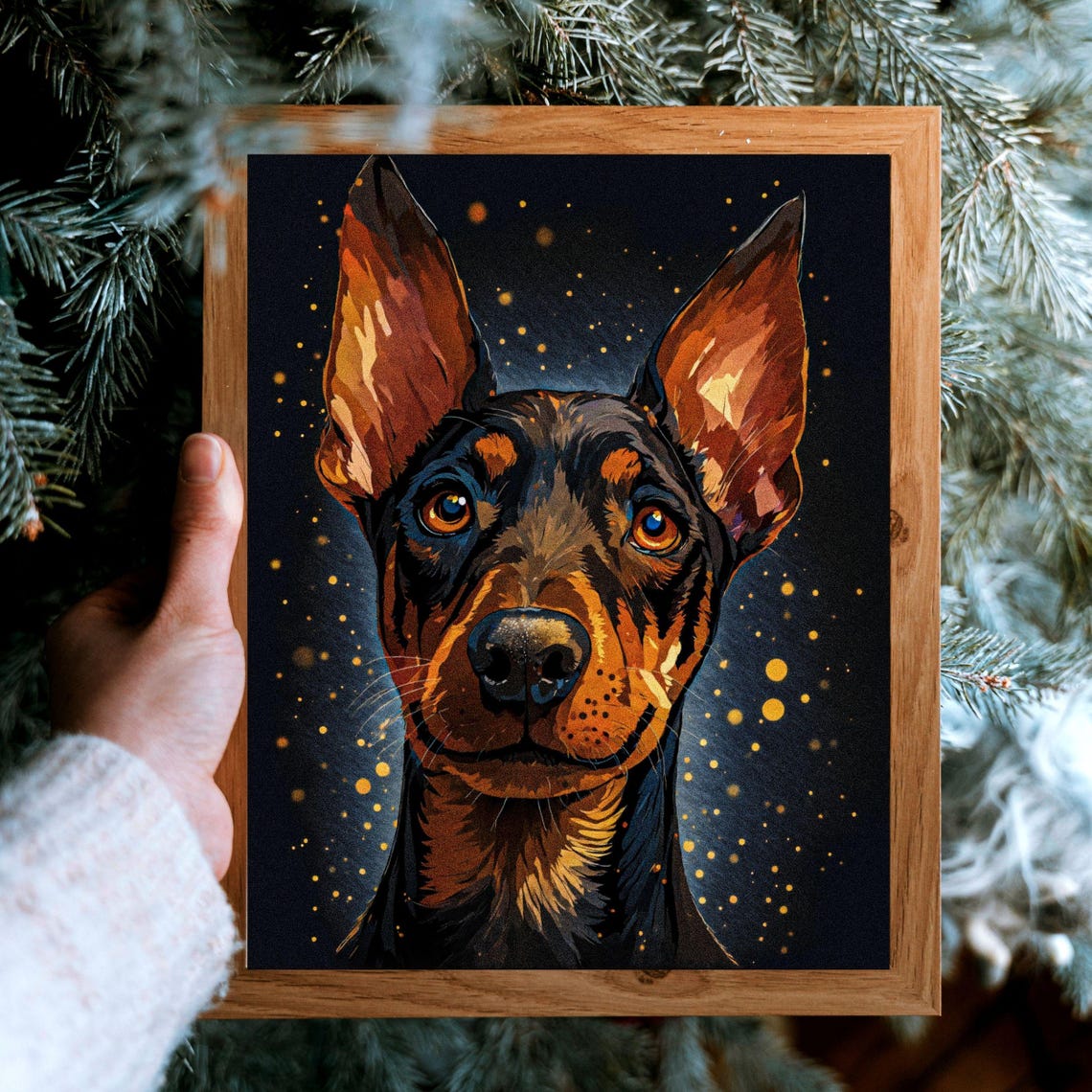 Doberman Pinscher Portrait Starry Night Black and Tan Wall Art - Image 7