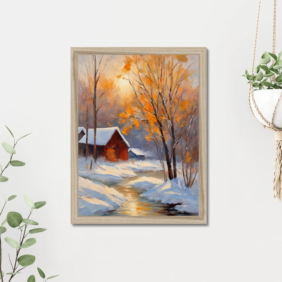 Snow Cabin Painting Winter Landscape Painting Cabin In The Woods Original Art Handmade Painting Home Decor Wall Art Snow Cabin Print - Image 2