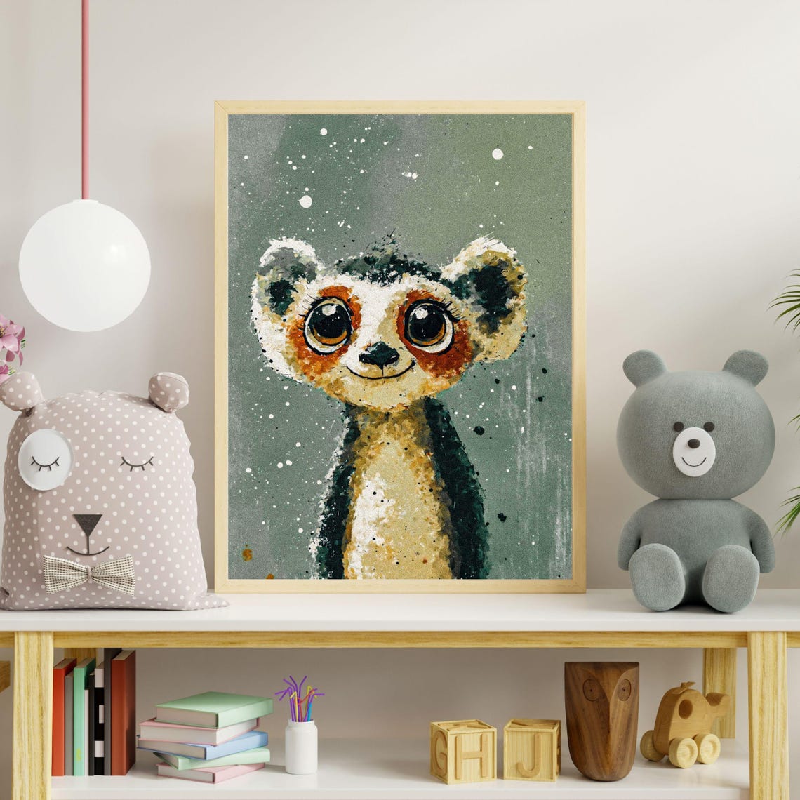 Curious Lemur Framed Art Print Kids Room Decor Madagascar Animal Wall Art Nursery Art Baby Shower Gift Jungle Animal Illustrated - Image 8