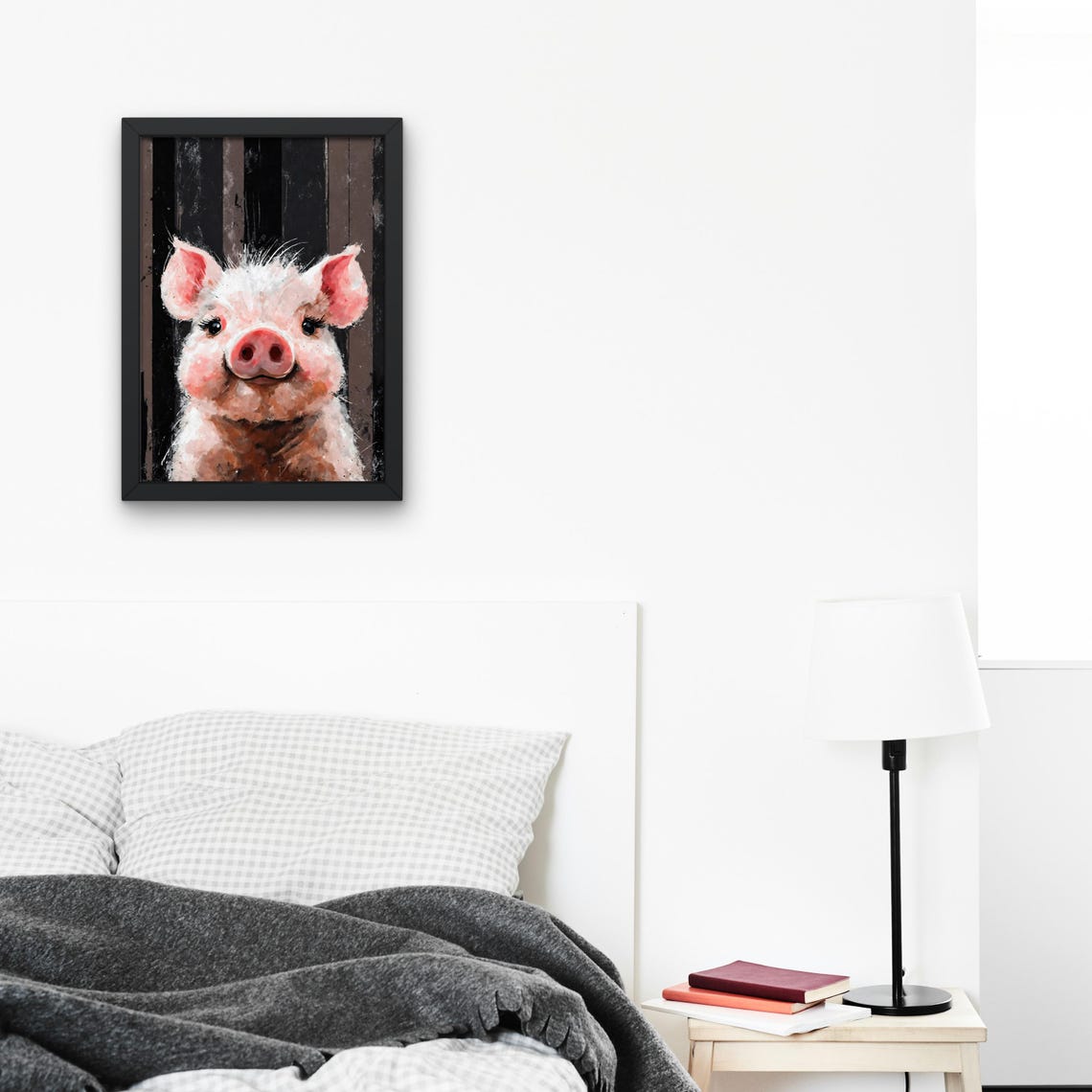 Adorable Mini Piglet Watercolor Portrait Cute Pink Pig Farm Poster - Image 2