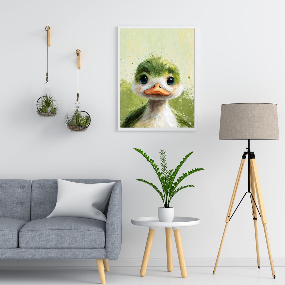 Cute Green Duckling Big Eyes Watercolor Nursery Kids Art Print - Image 4