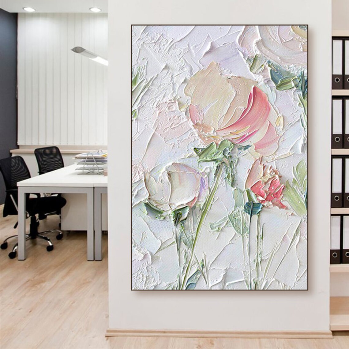 Abstract Pink Rose Flower Oil Painting Art Print - Image 5