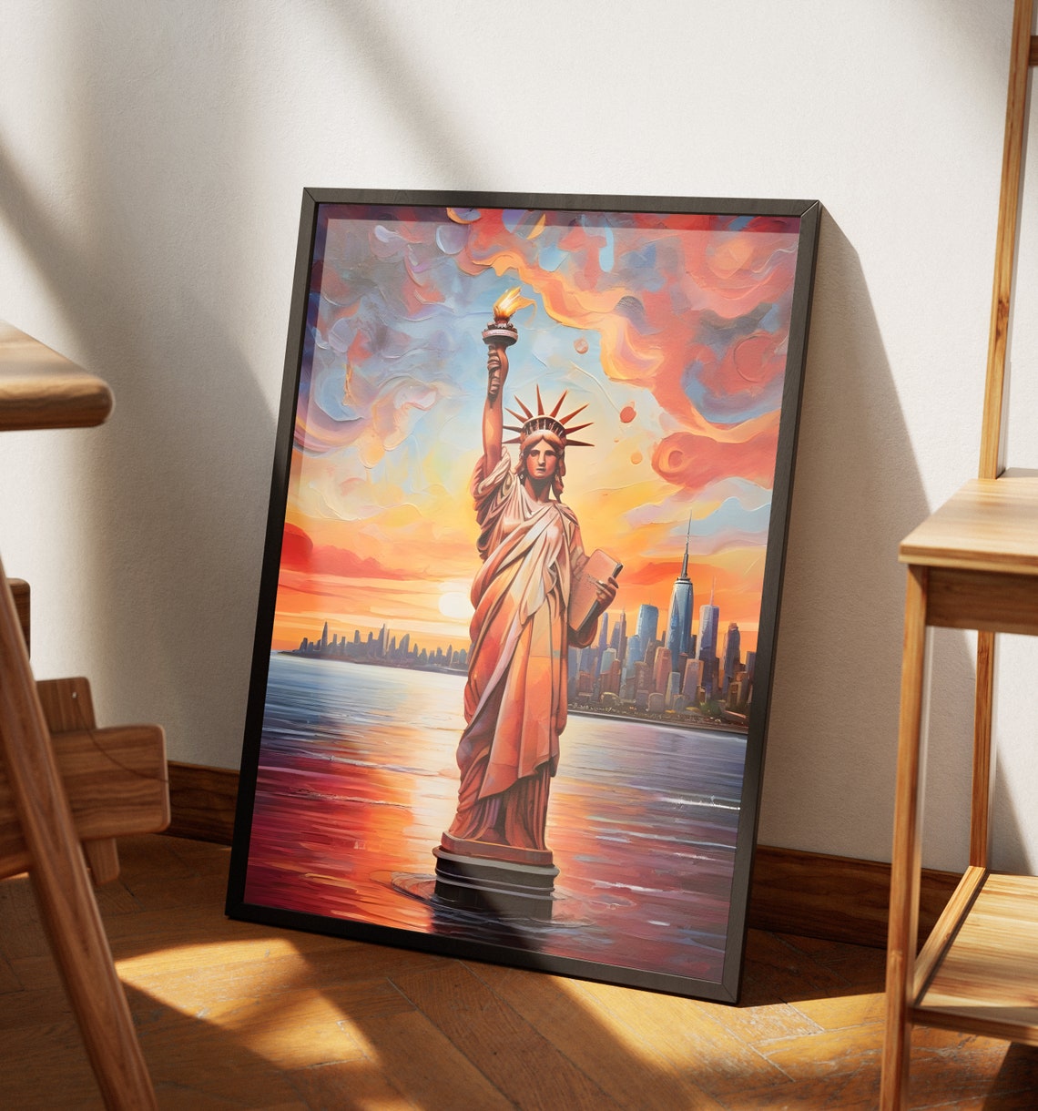 New York Starry Sunset Matte Wall Art New York City Artwork Statue Of Liberty Print New York Painting Nyc Decor New York City Poster - Image 4