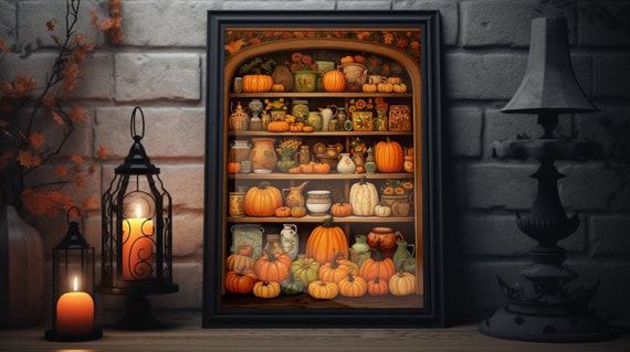Vintage Thanksgiving Pumpkin Folk Art Print