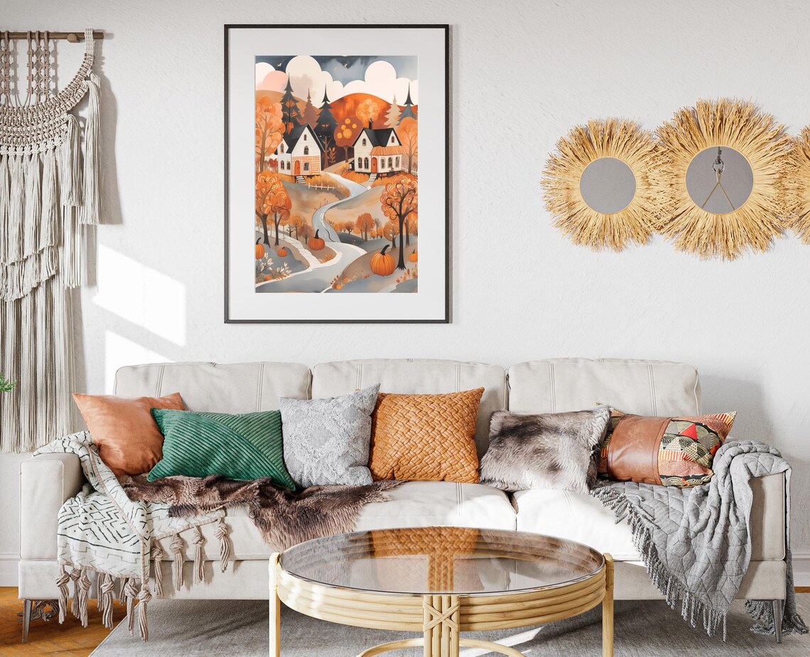 Autumn Forest Abstract Folk Art Thanksgiving Poster Print - Image 2