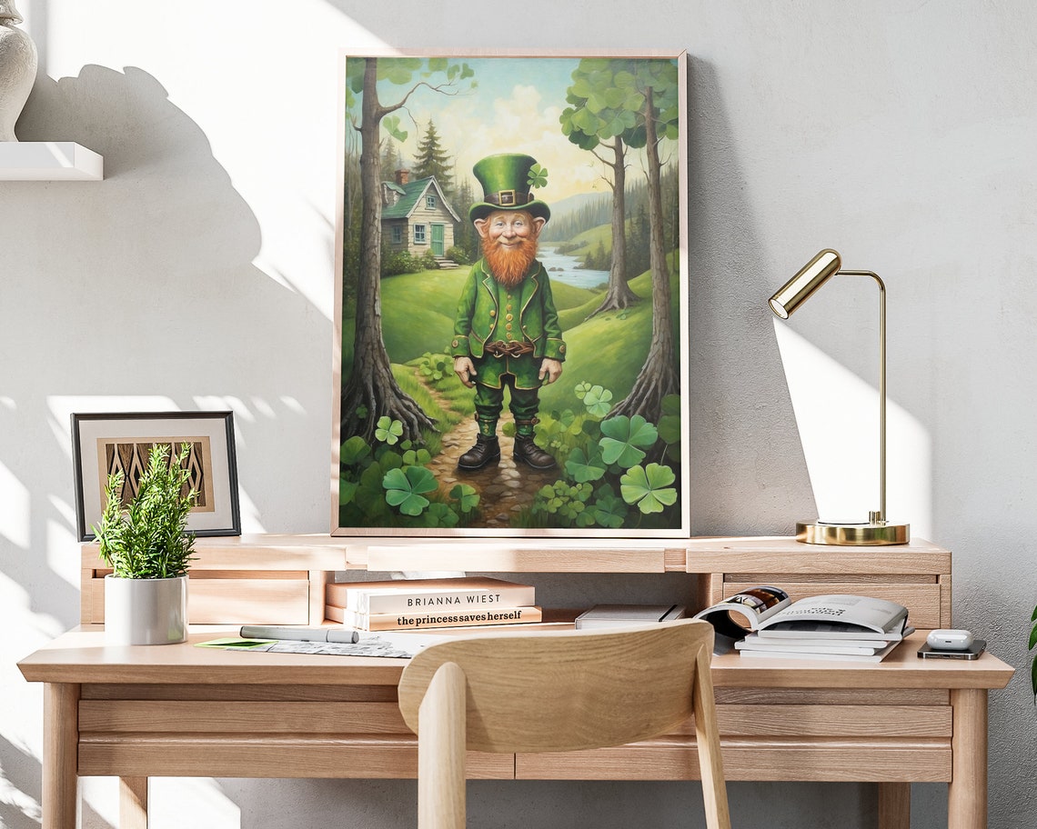 Leprechaun Shamrock Forest Path Cottage Saint Patricks Day Poster - Image 4