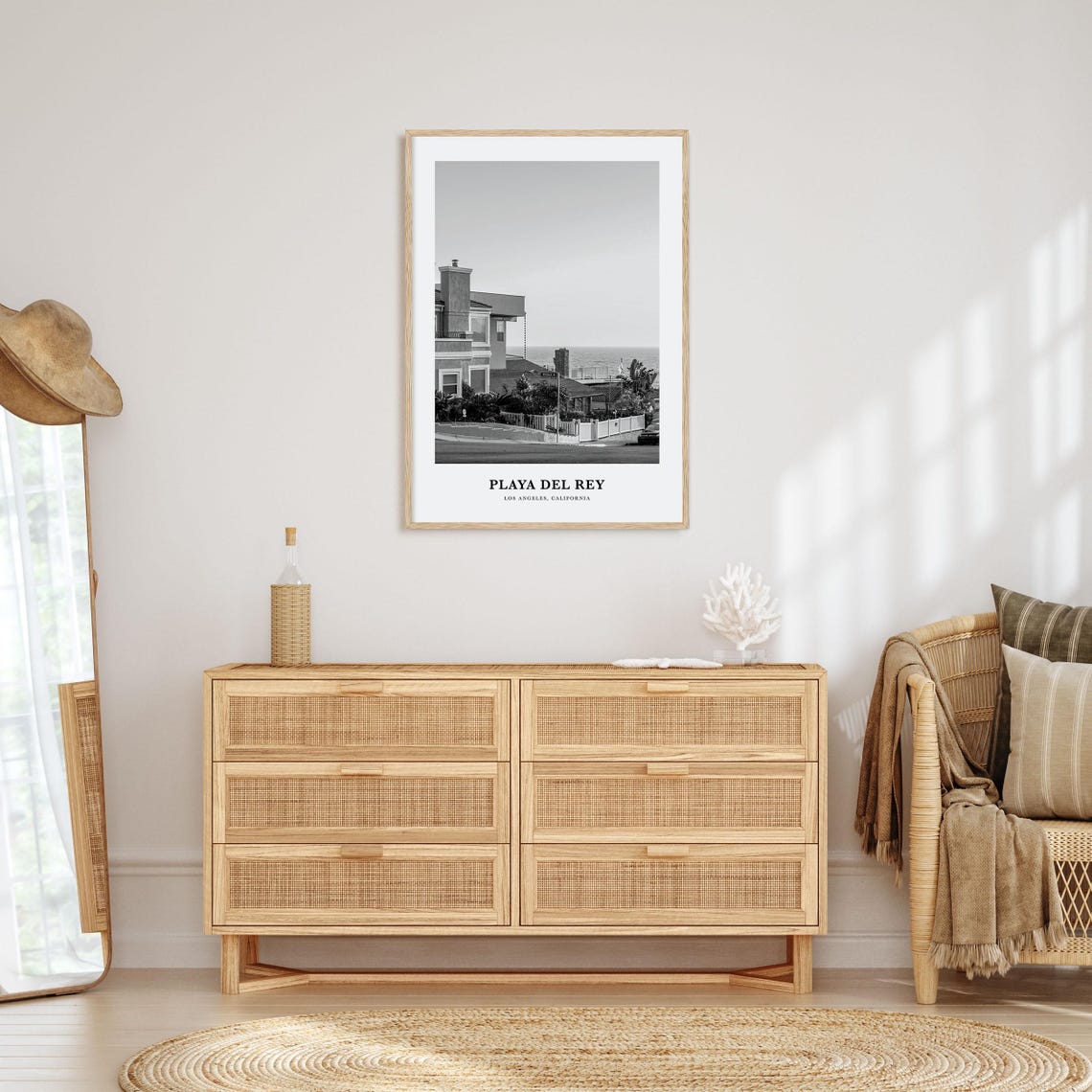 Playa del Rey Los Angeles Beachfront Homes Ocean Black White Poster - Image 3