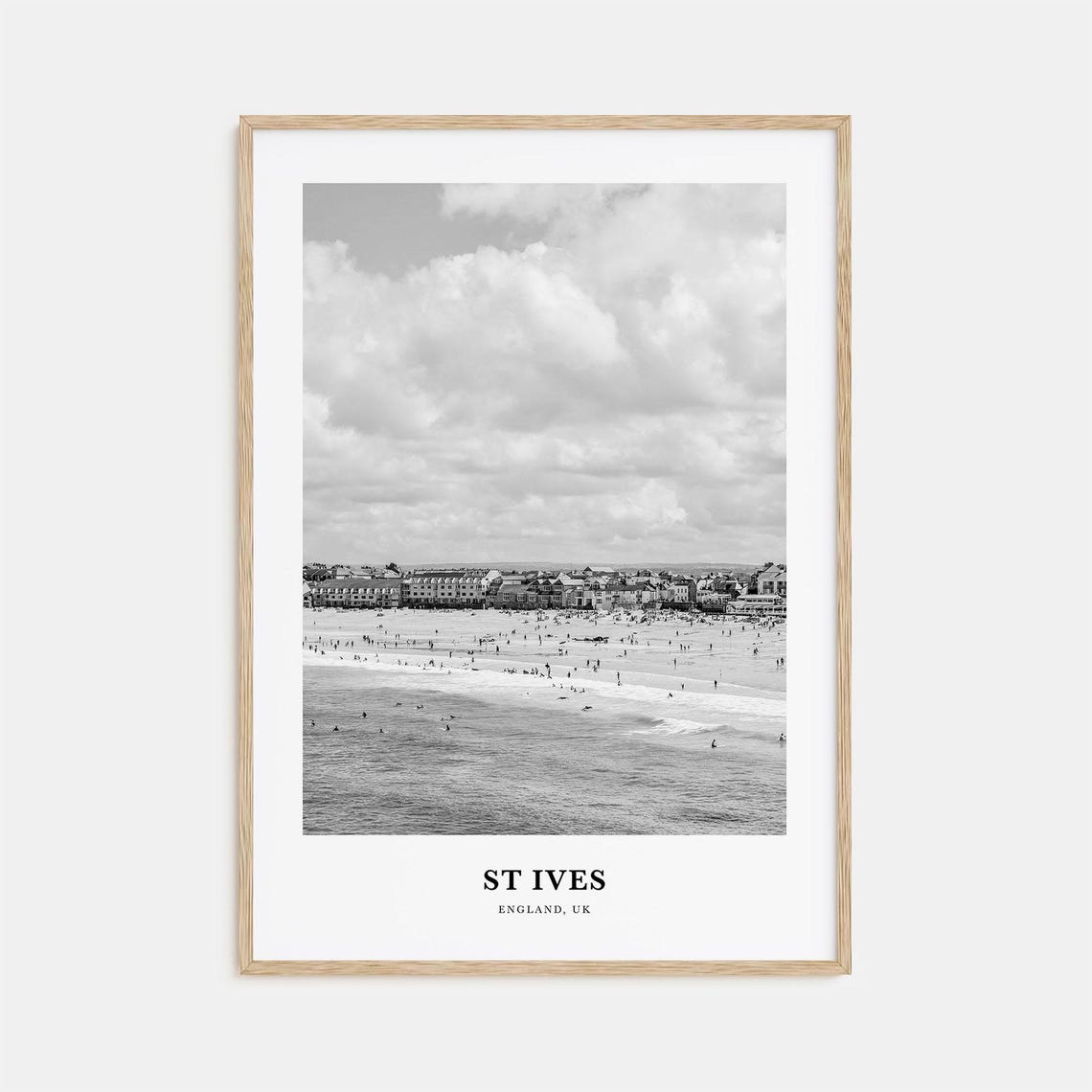 St Ives England Beach Bathers Seaside Town Summer Photo Poster