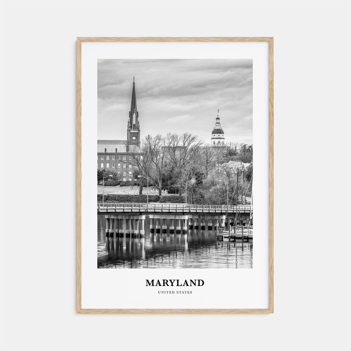 Maryland Historic Church Spire Waterfront Bridge Photo Poster