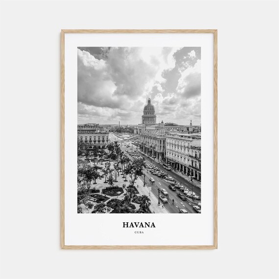 Havana Cuba El Capitolio Dome and Classic Cars on the Avenue Poster