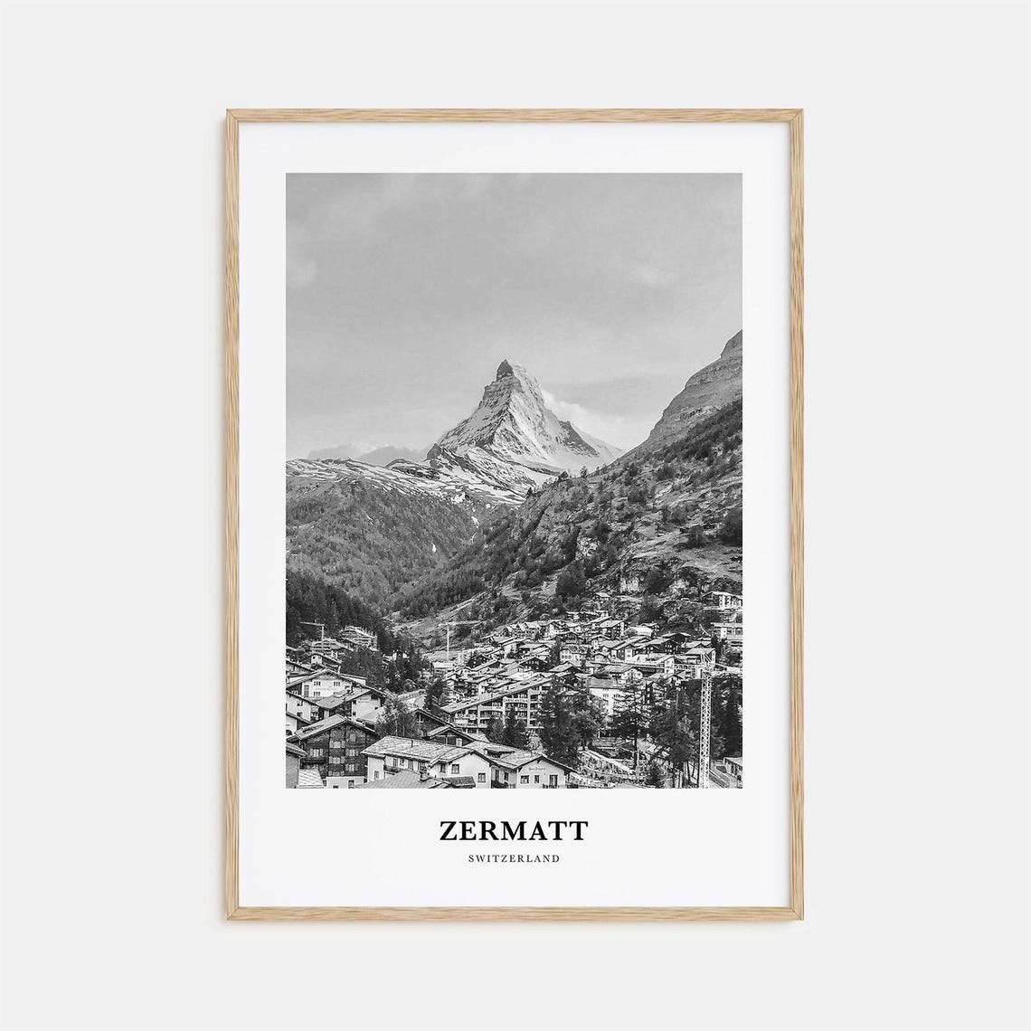 Zermatt Switzerland Matterhorn Village Black and White Poster