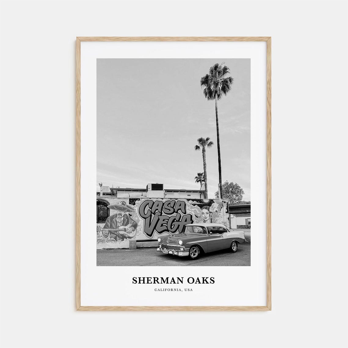 Sherman Oaks California Casa Vega Mural Classic Car Travel Poster