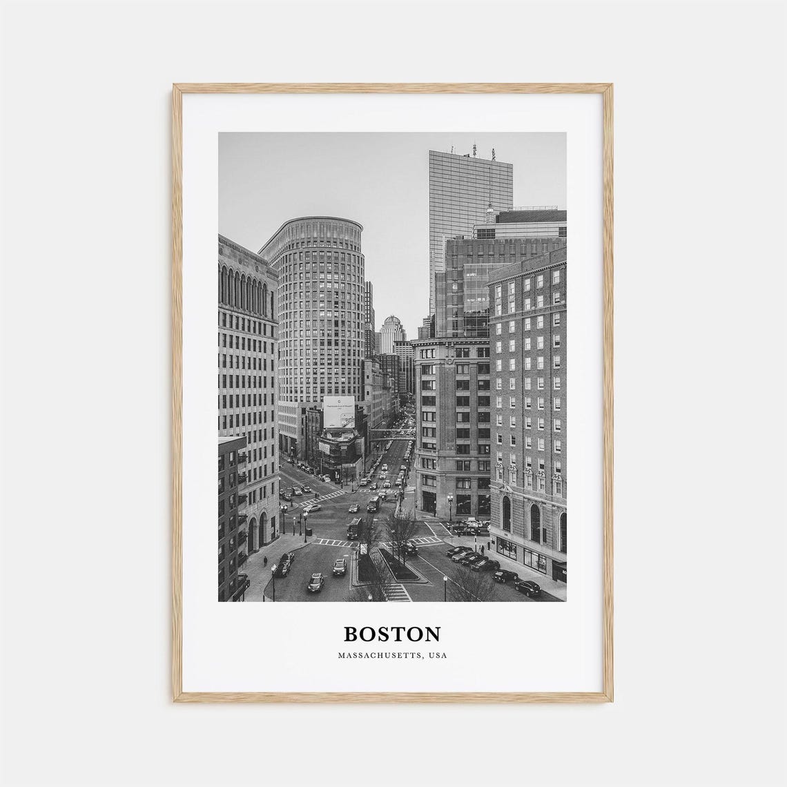 Boston Massachusetts Downtown Skyscrapers Black White Art Print