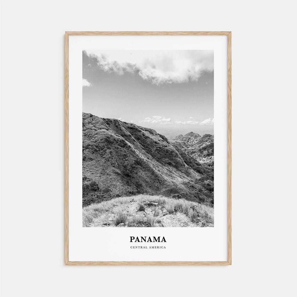 Panama Central America Mountain Ridge Black and White Poster