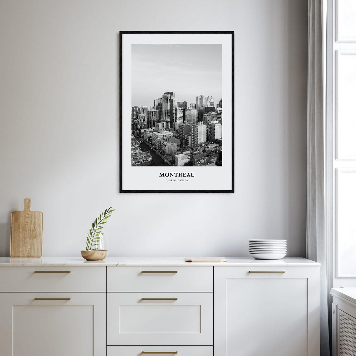 Montreal Quebec Canada Downtown Skyline Black And White Travel Poster - Image 2