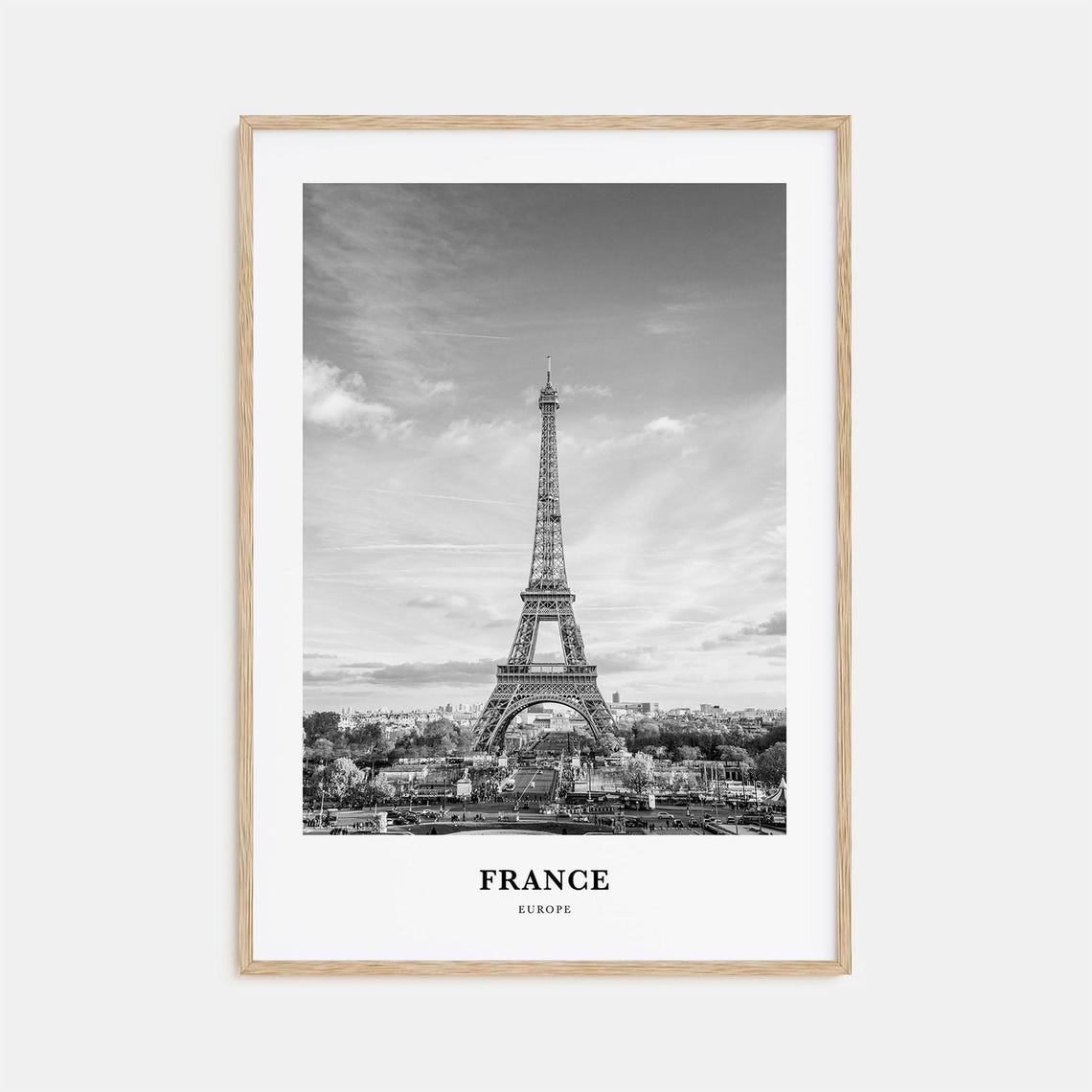 Eiffel Tower Paris France Iconic Black White Landmark Photo Poster