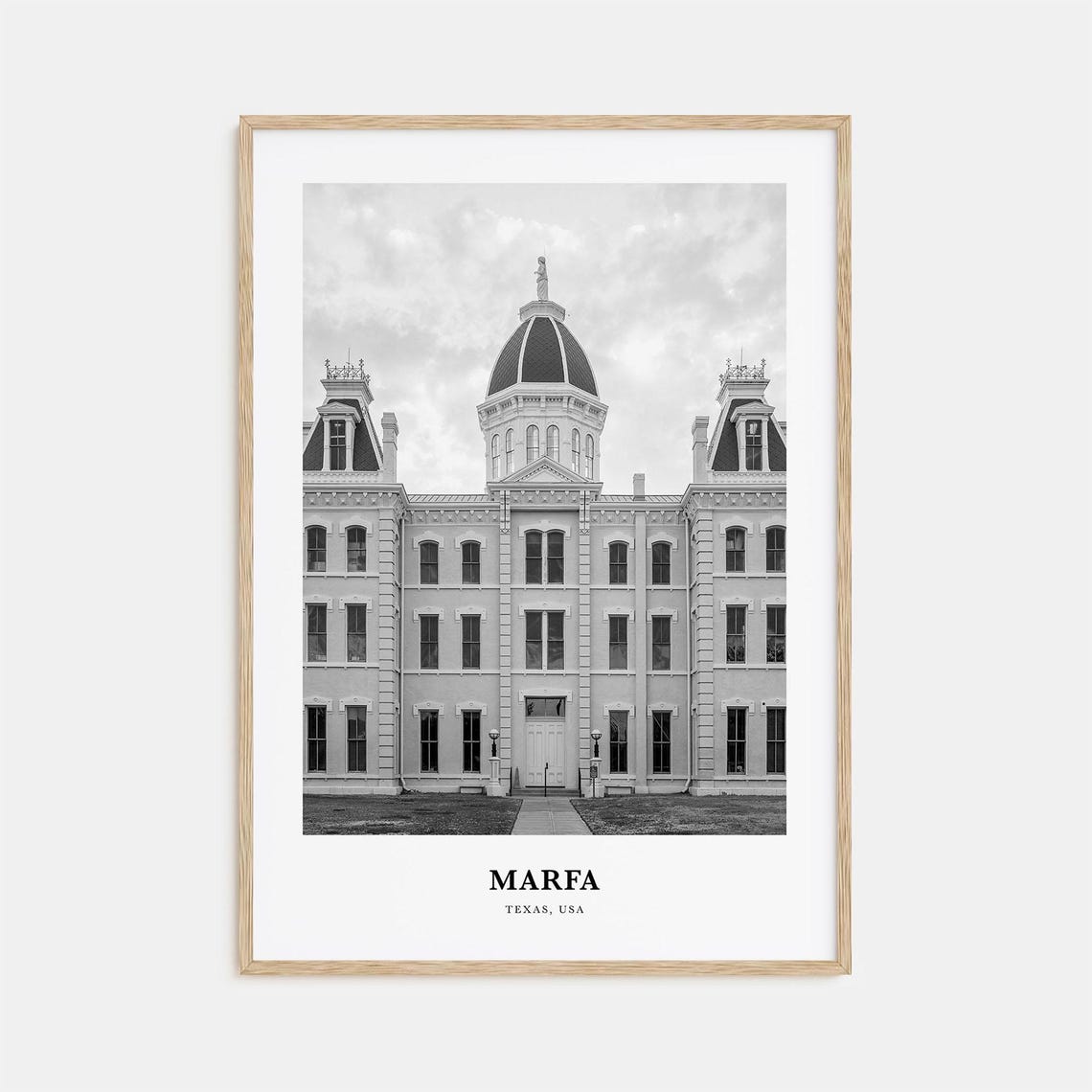 Marfa Texas Historic Courthouse Building Architecture Travel Poster