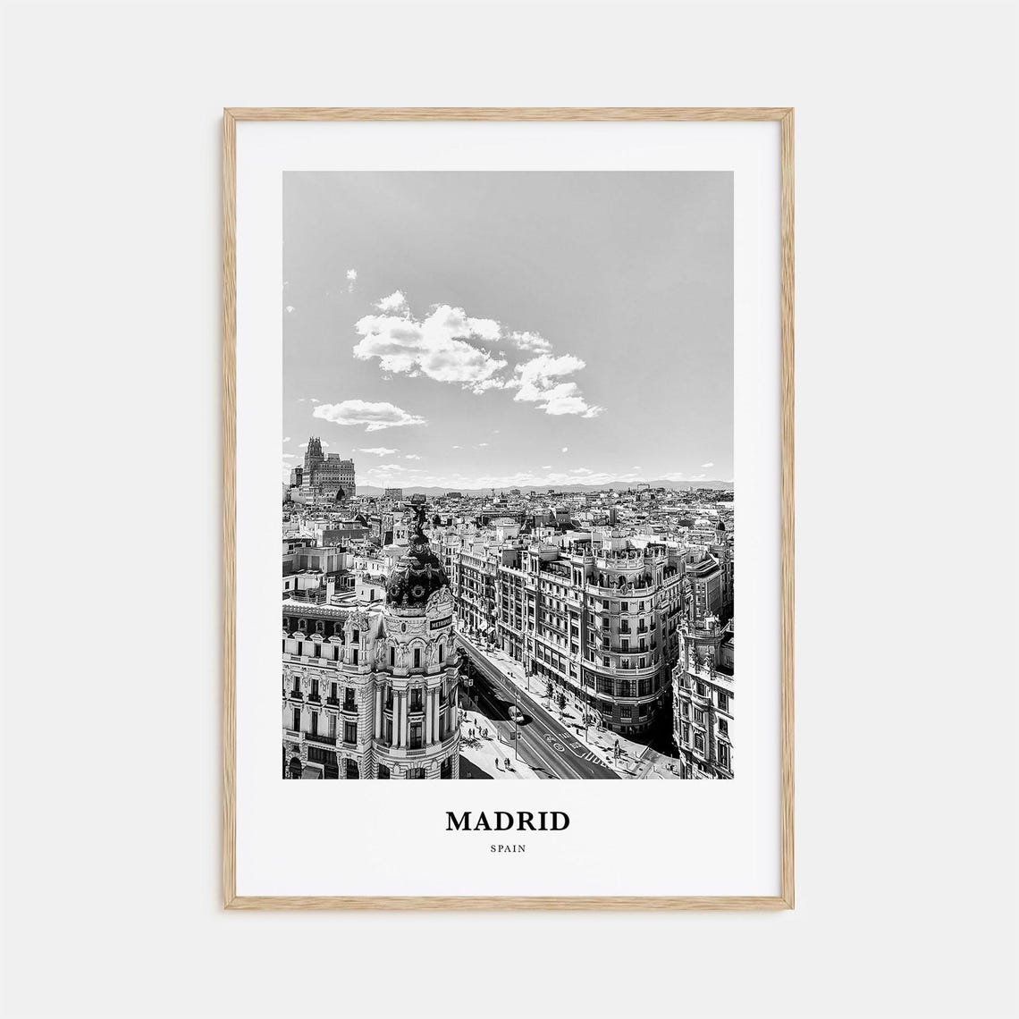 Madrid Spain Gran Via Avenue City Skyline Aerial View Poster