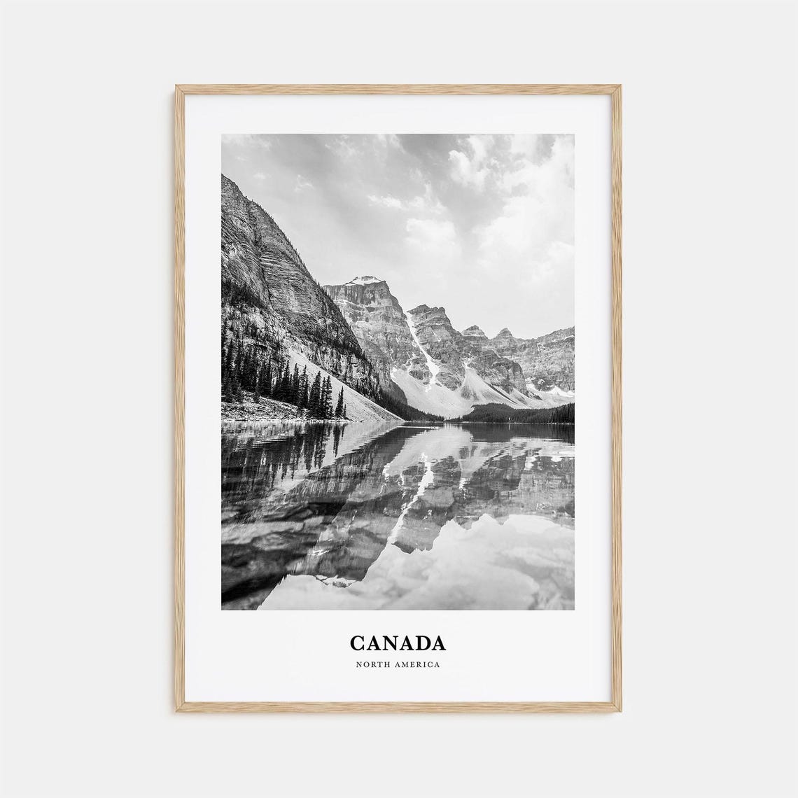 Canadian Rocky Mountains Mirror Lake Reflection Monochrome Poster