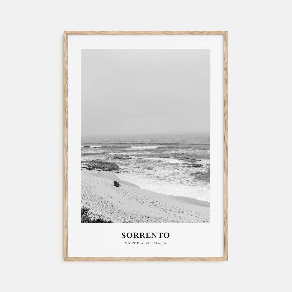 Sorrento Victoria Australia Beach Waves Black White Photo Poster