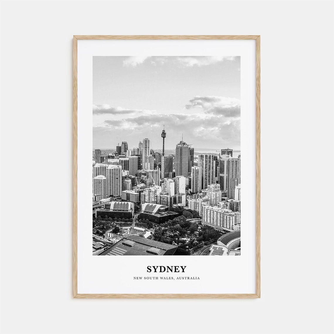 Sydney City Skyline Tower Black White Aerial Downtown Photo Poster