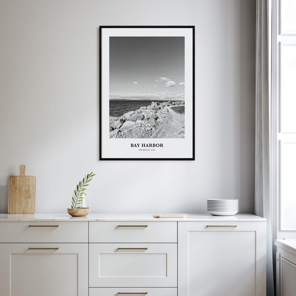 Bay Harbor Michigan Rocky Shoreline Lake Michigan View Poster - Image 2