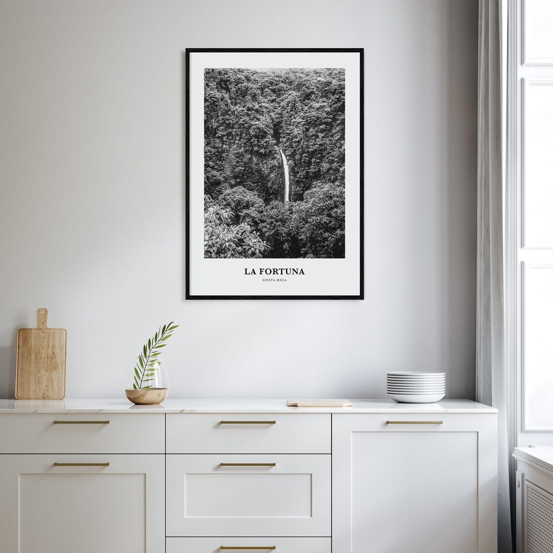 La Fortuna Waterfall Black And White Costa Rica Jungle Poster - Image 2
