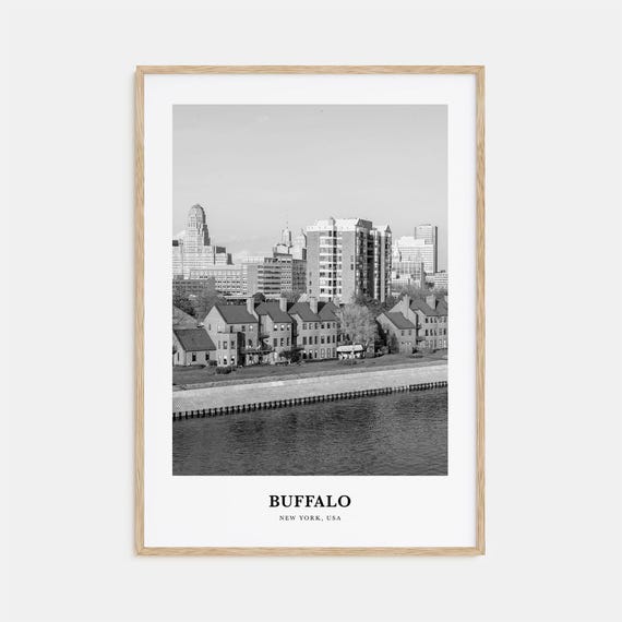 Buffalo Waterfront Townhouses Skyline Black and White Poster