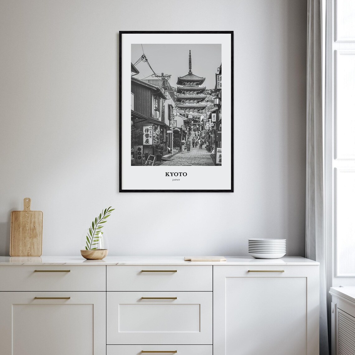 Kyoto Yasaka Pagoda Street Black And White Japan Temple Poster - Image 2