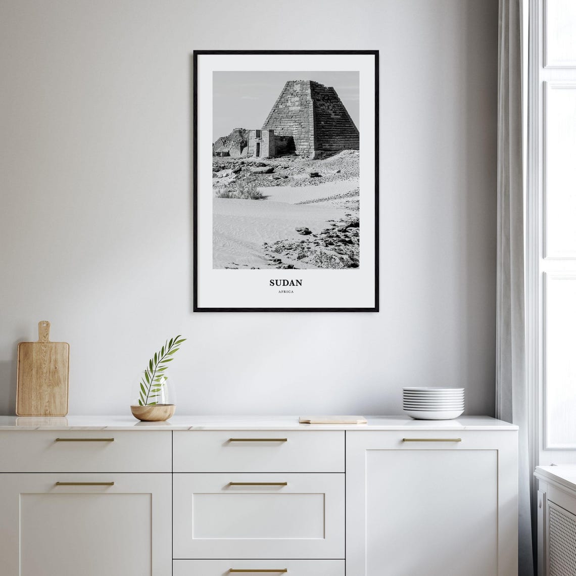 Sudan Nubian Desert Pyramid Black White Ancient Ruins Photo Poster - Image 2