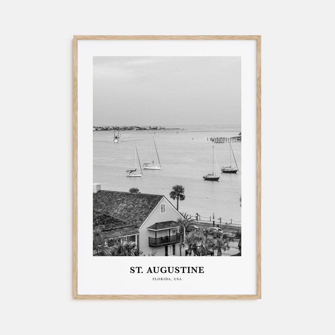 St. Augustine Florida Harbor Sailboats Historic Coast Photo Poster