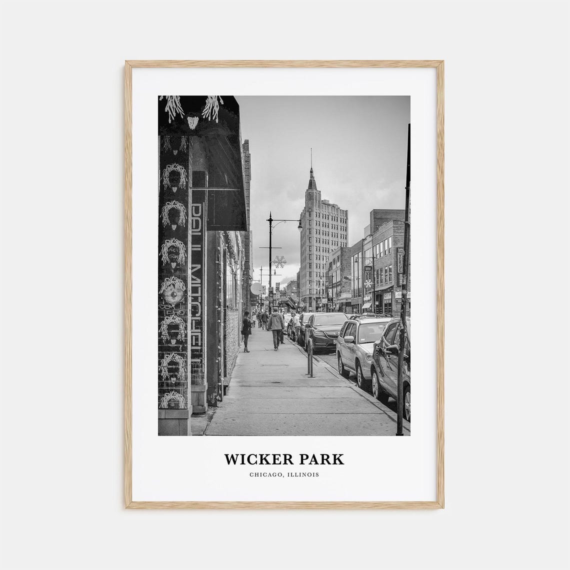 Wicker Park Chicago Black and White Street Photography Art Print