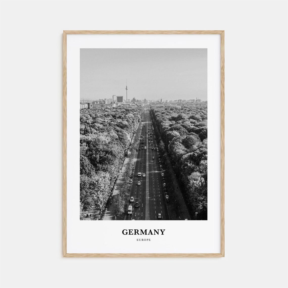 Berlin Germany Grand Avenue Tiergarten TV Tower Black White Poster