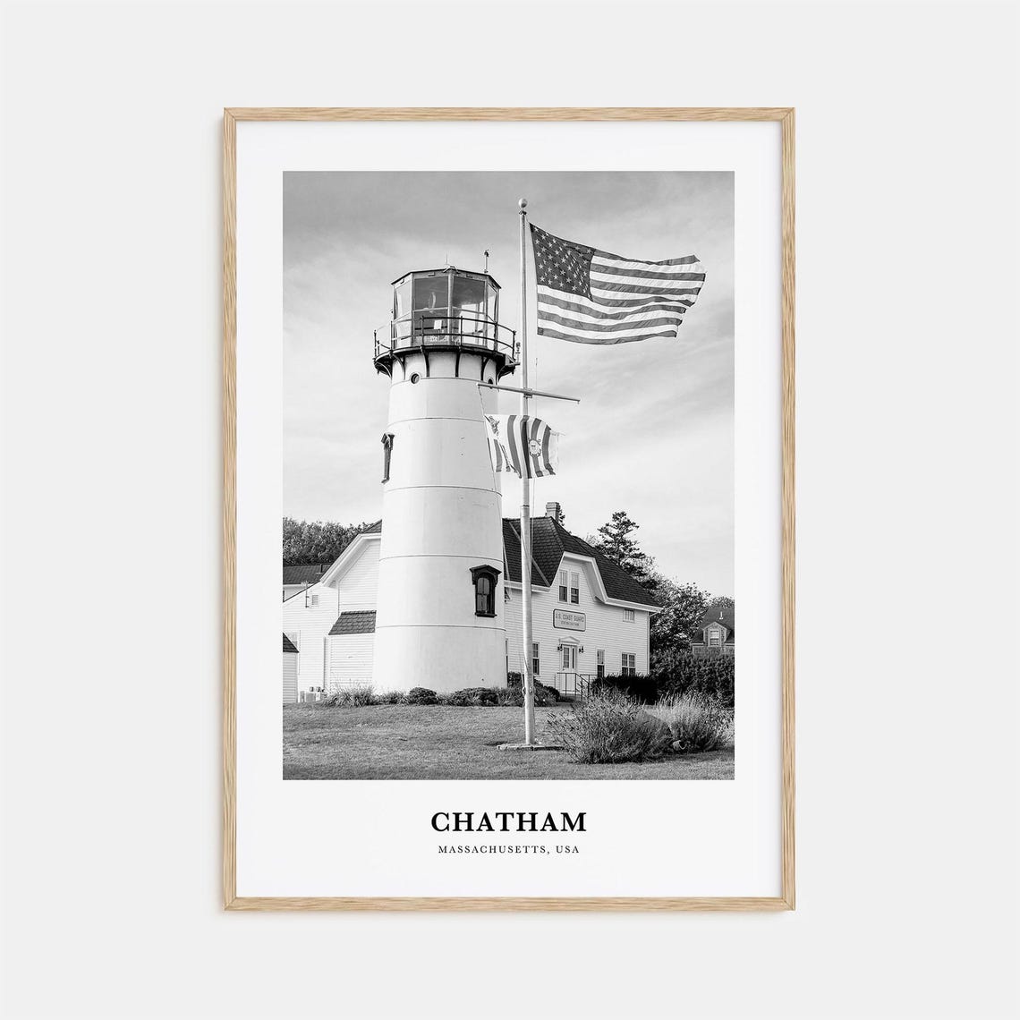 Chatham Massachusetts Lighthouse Flying American Flag Poster