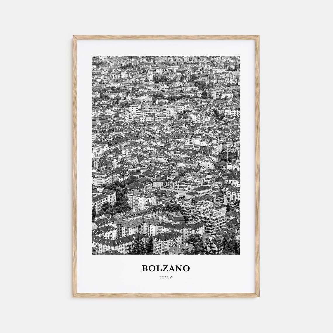 Bolzano Italy City Aerial View South Tyrol Black and White Poster