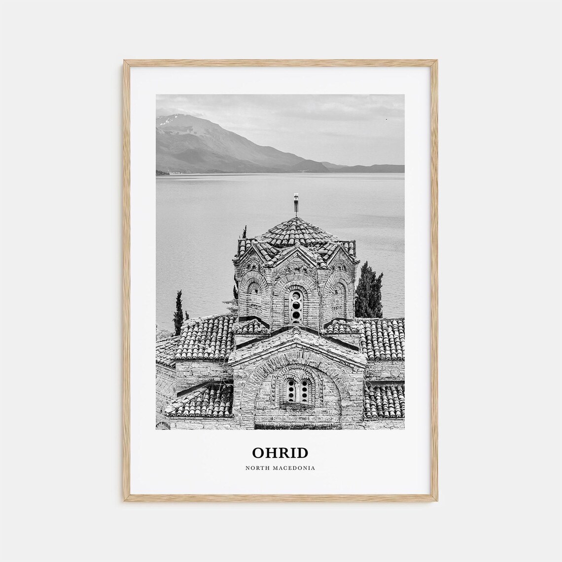 Ohrid North Macedonia Historic Lakeside Church Mountain Photo Poster