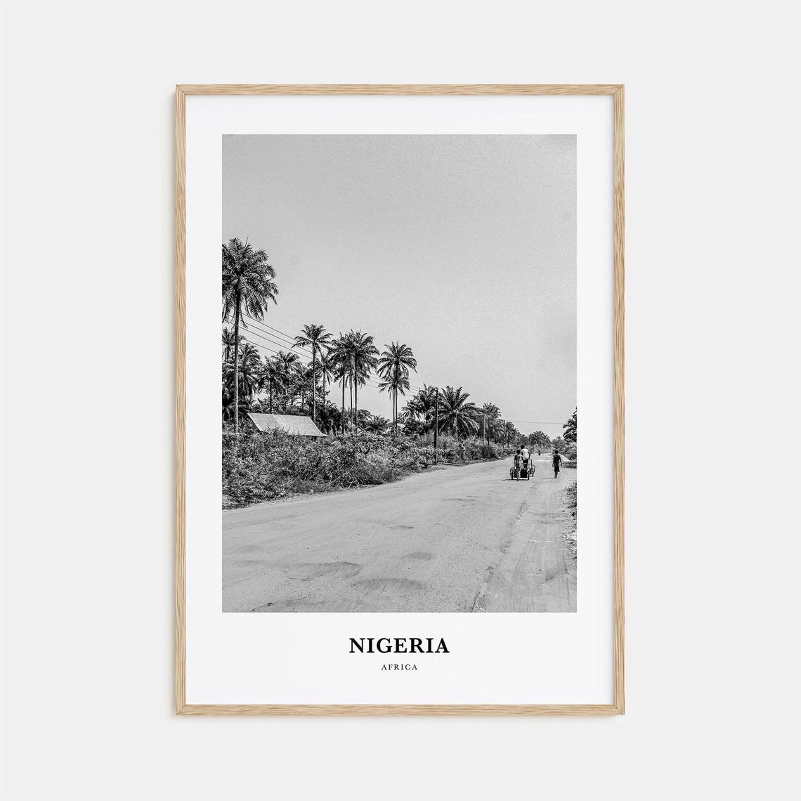 Nigeria Africa Black and White Palm Tree Country Road Photo Poster