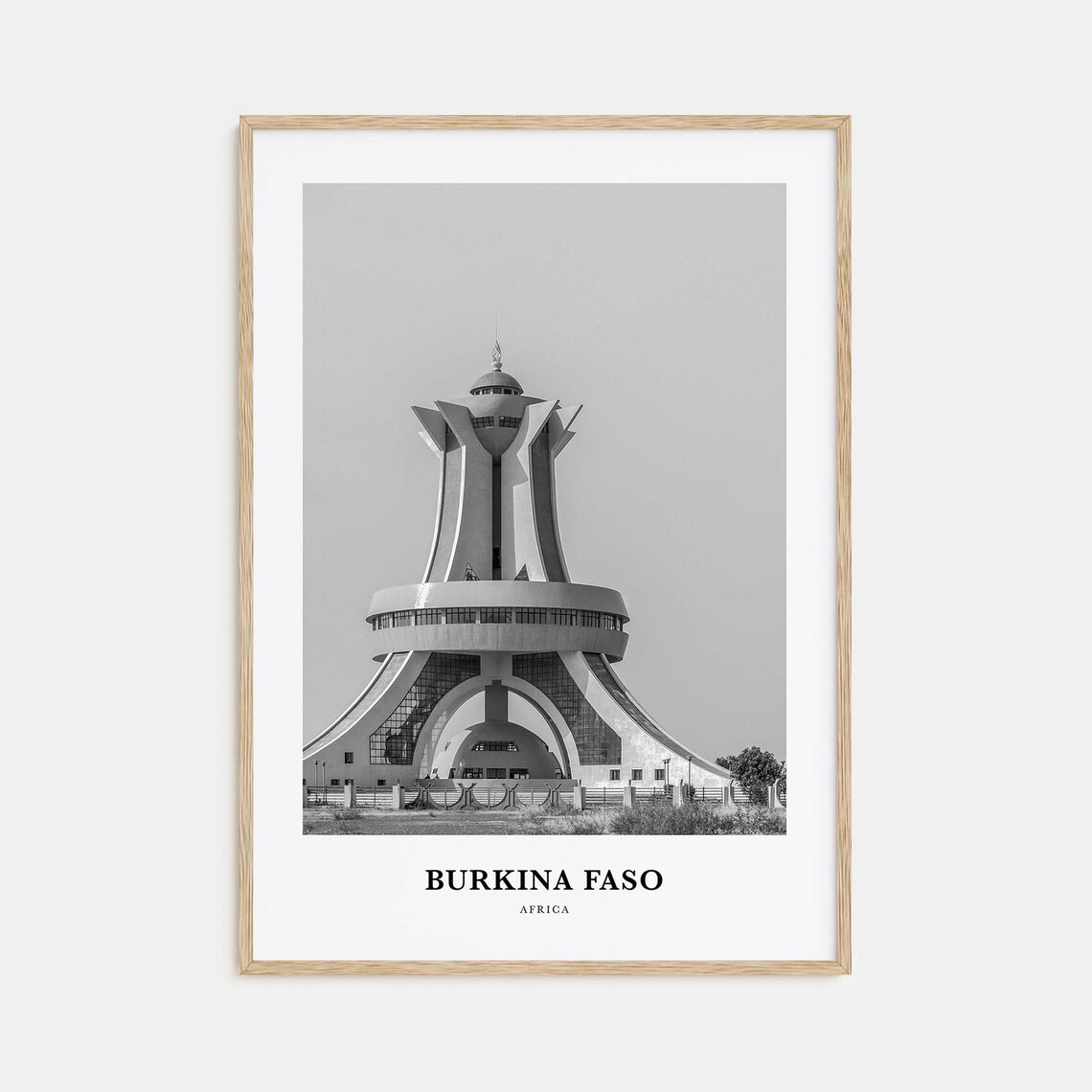 Burkina Faso Monument of National Heroes Black and White Poster