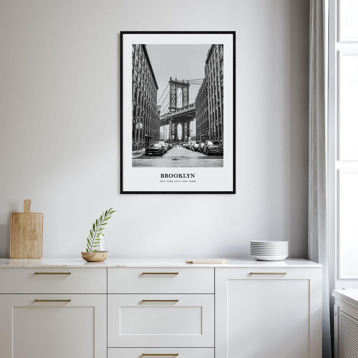 Brooklyn Manhattan Bridge Dumbo Street Black and White Poster - Image 2