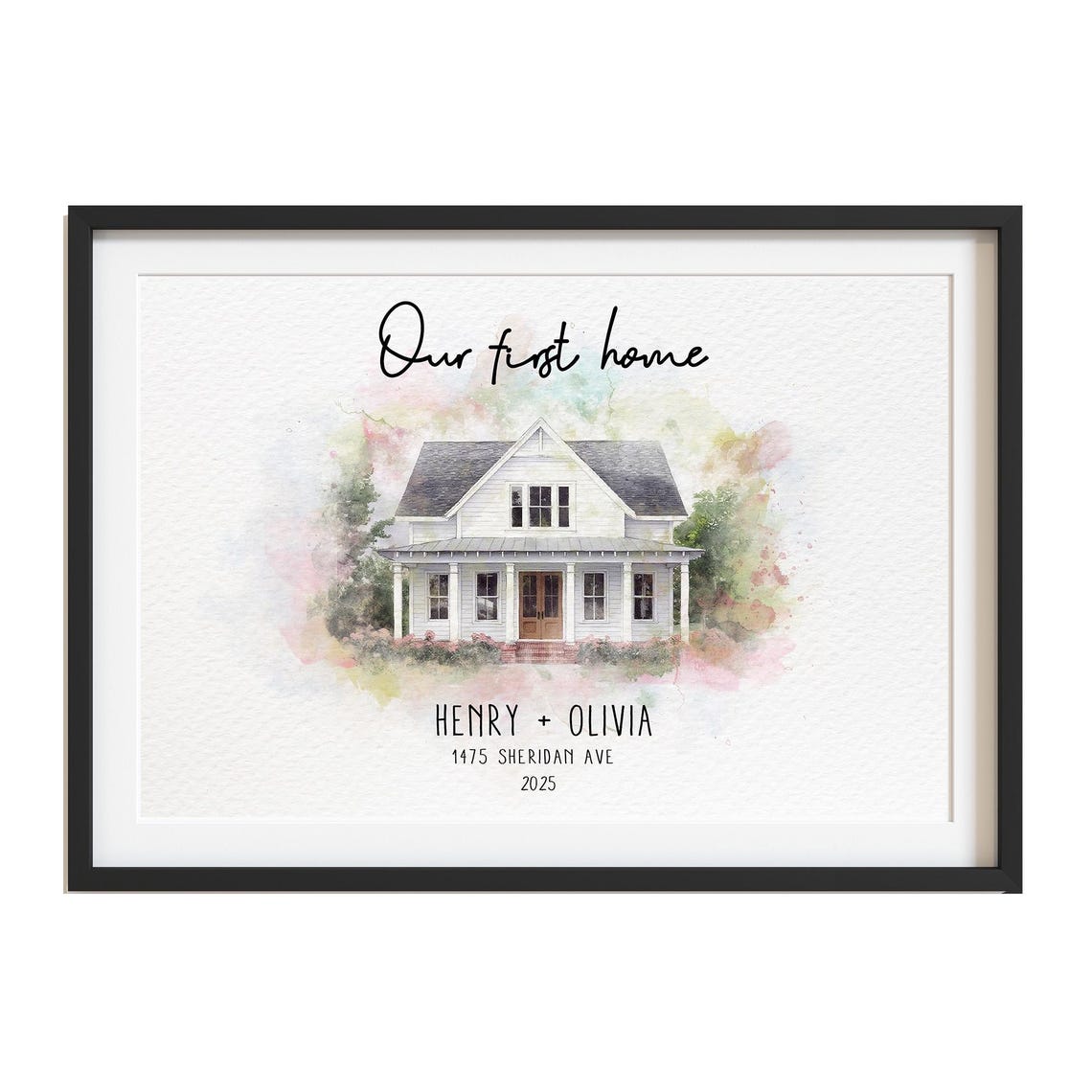 Custom Watercolor House Poster Painting Perfect Housewarming Gift Realtor First Home Personalized Wall Art