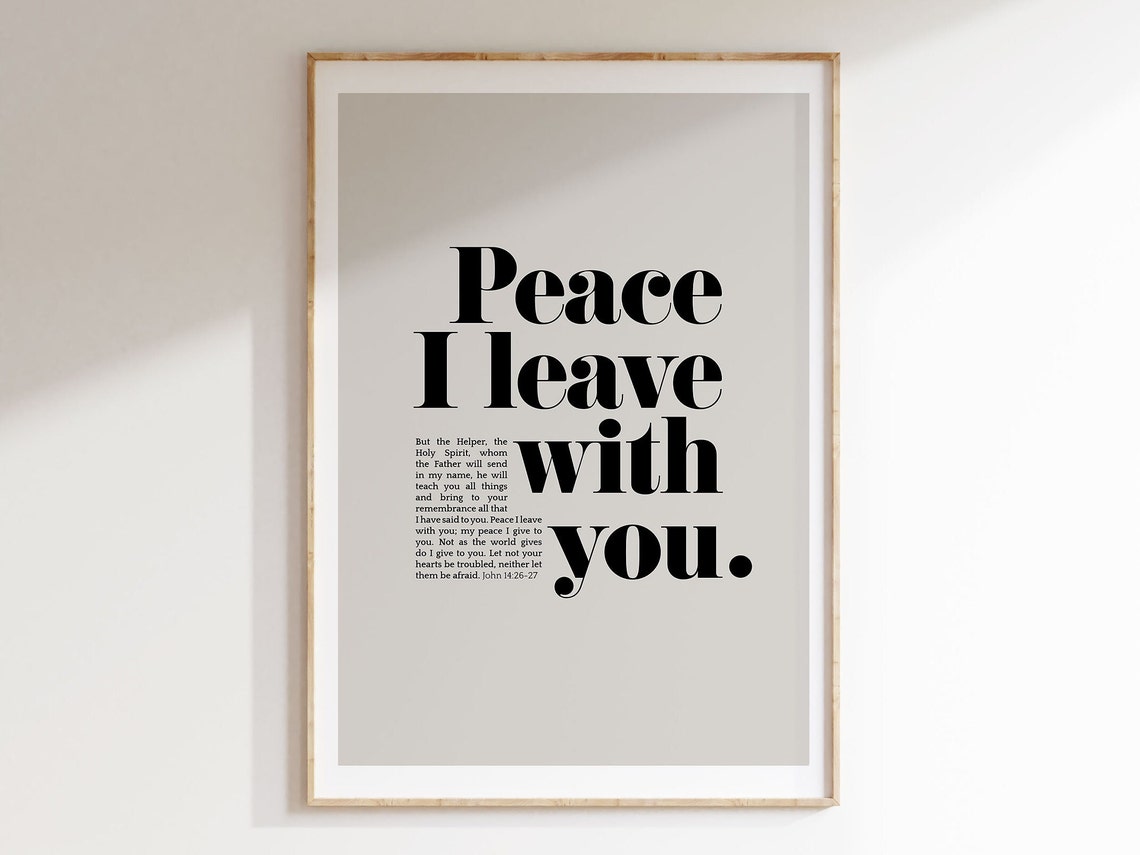 John 1427 Peace I Leave With You Bible Verse Wall Art Christian Art Modern Minimalist Scripture Typography Contemporary Design Gift Idea